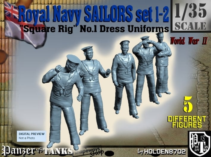 1-35 Royal Navy Sailors Set1-2 3d printed 
