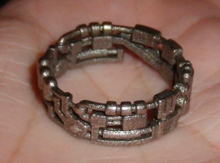 Mecha Ring (size 15ish in metal) 3d printed Mecha Ring in Steel