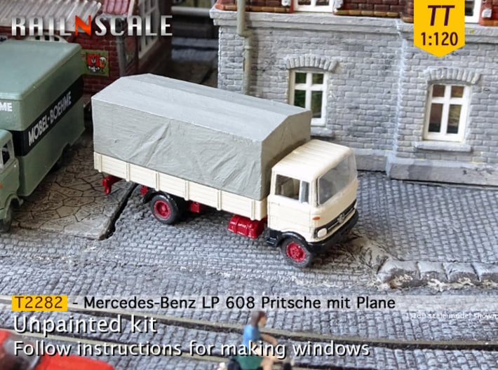 Mercedes-Benz LP 608 Pritsche mit Plane (TT 1:120) 3d printed 