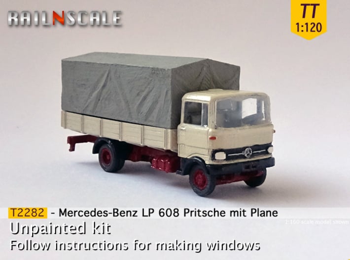 Mercedes-Benz LP 608 Pritsche mit Plane (TT 1:120) 3d printed
