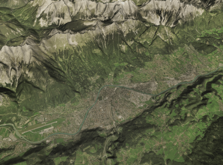 Innsbruck Map, Austrian Alps 3d printed 