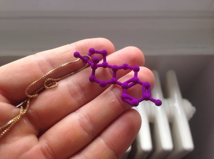 Estrogen (female sex hormone) Necklace Keychain 3d printed Estrogen molecule in Violet Purple Strong & Flexible Polished