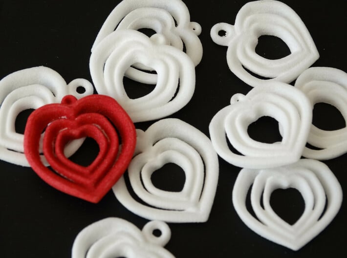 Love Hearts Pendant necklace Small Valentines day 3d printed 