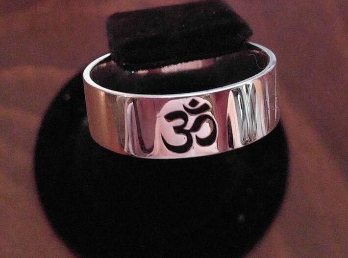 OM Ring - Embossed 3d printed Customer added black enamel after - Photo by Ray Remillard
