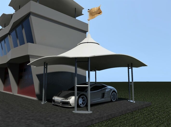 Gazebo - Roof ideal for pit lane slot car track 3d printed 