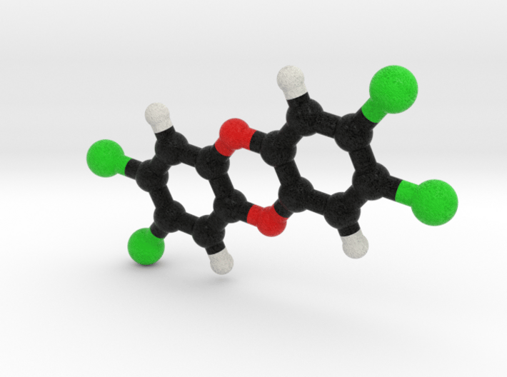 Dioxin (TCDD) Molecule Model. 3 Sizes. 3d printed 