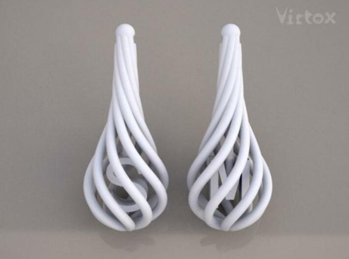 Personalized Eardrops 3d printed Eardrops Initials Preview Render, showing S (left) and M (right)