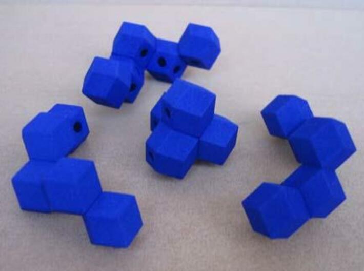 Octahedron with child 3d printed The four puzzle pieces.