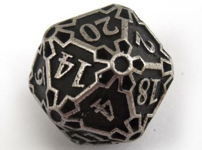 Huge d20 3d printed In stainless steel and inked
