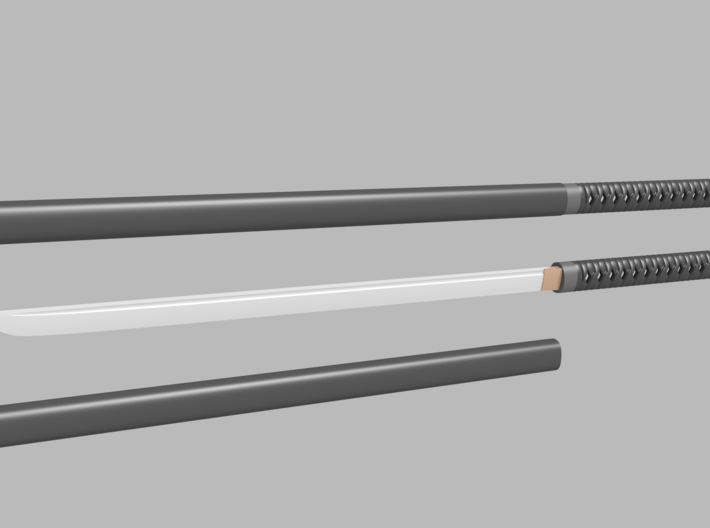 Katana - 1:6 scale - Straight Blade - No Tsuba 3d printed 