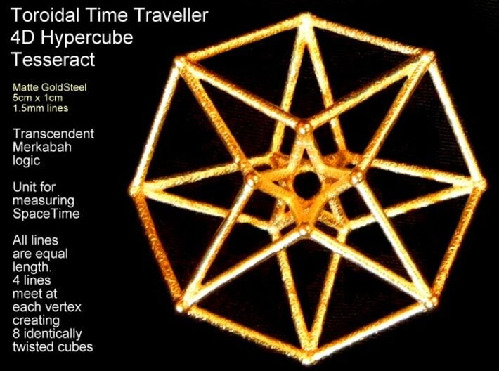 Sacred Geometry: Toroidal Hypercube 50mmx1.5mm 3d printed Absolutely gorgeous and affordable in Matte Gold Steel.
