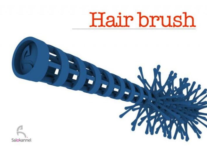 Spiral-hair brush 3d printed Blue brush