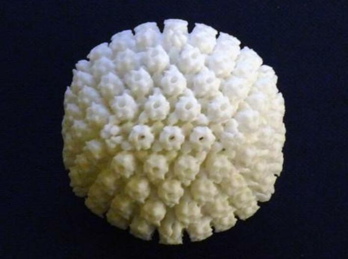 Herpes Simplex Virus capsid 400k x magnification 3d printed Printed in white strong and flexible