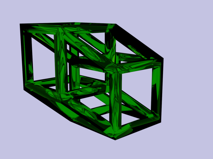 Hypercube 3d printed Simulated Glass Render (Green)
