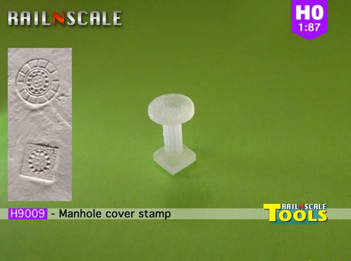 Manhole cover stamp (H0 1:87) 3d printed 