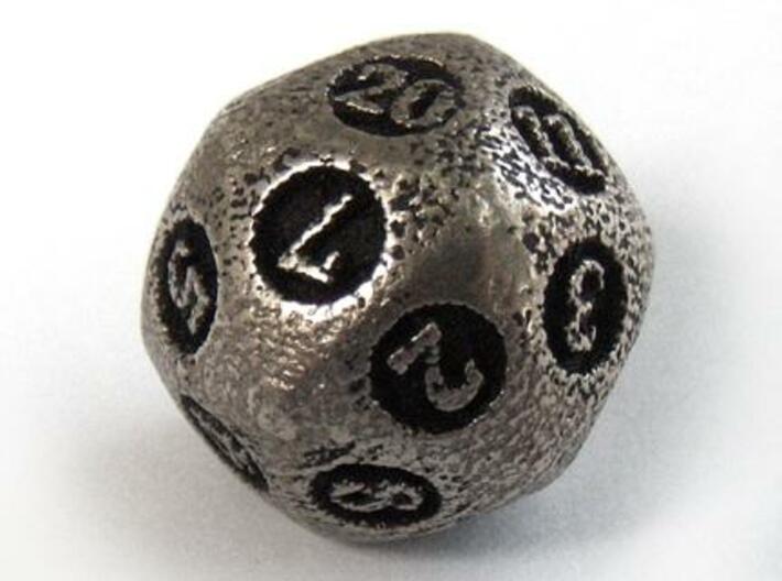 Overstuffed d20 3d printed In stainless steel and inked