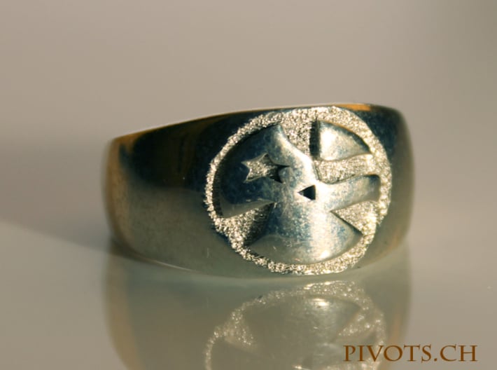 YFU Simple Logo Ring 3d printed Polished Silver
