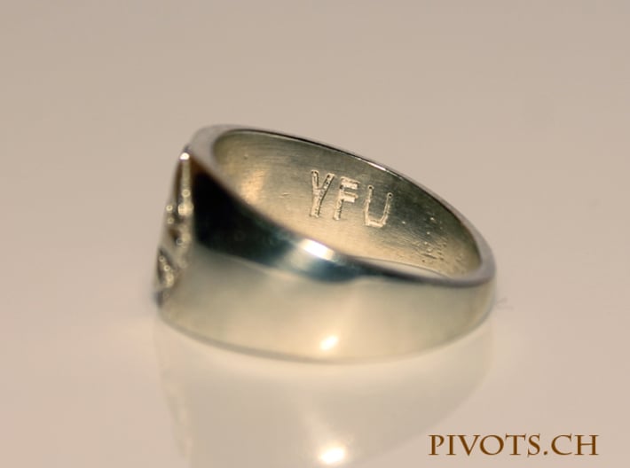 YFU Simple Logo Ring 3d printed Polished Silver