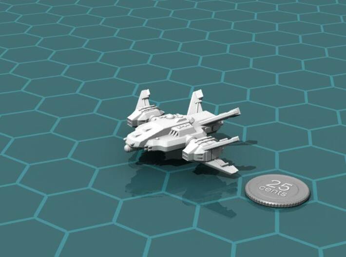 Ryuushi Warleader 3d printed Render of the model, with a virtual quarter for scale..