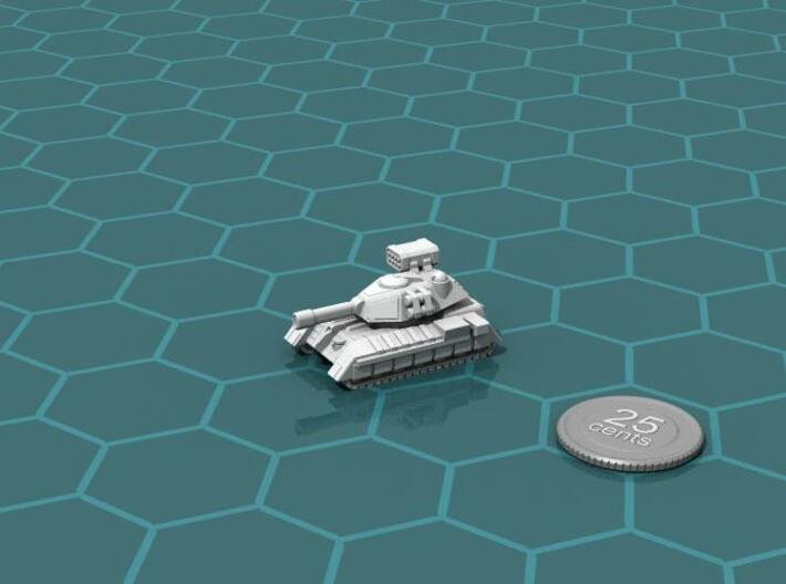 Terran Main Battle Tank 3d printed Render of the model, with a virtual quarter for scale.