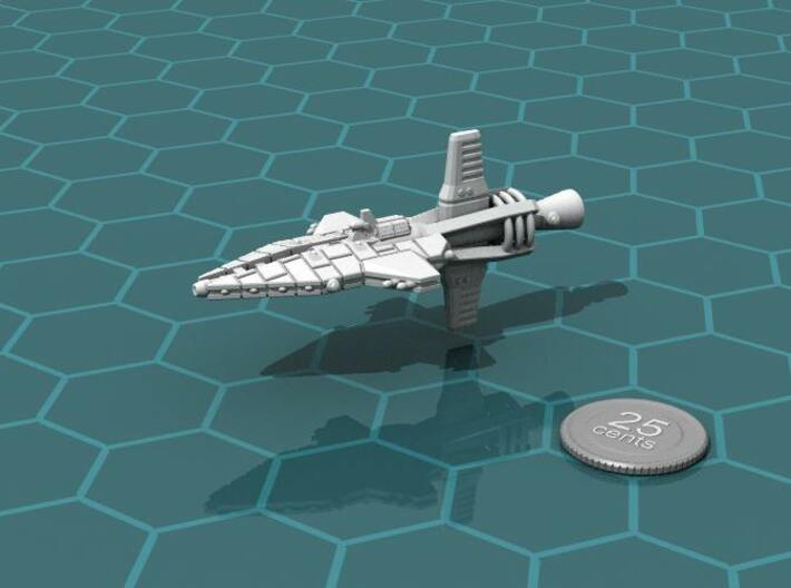Mavridean Ularens class Dreadnought 3d printed Render of the model, with a virtual quarter for scale.