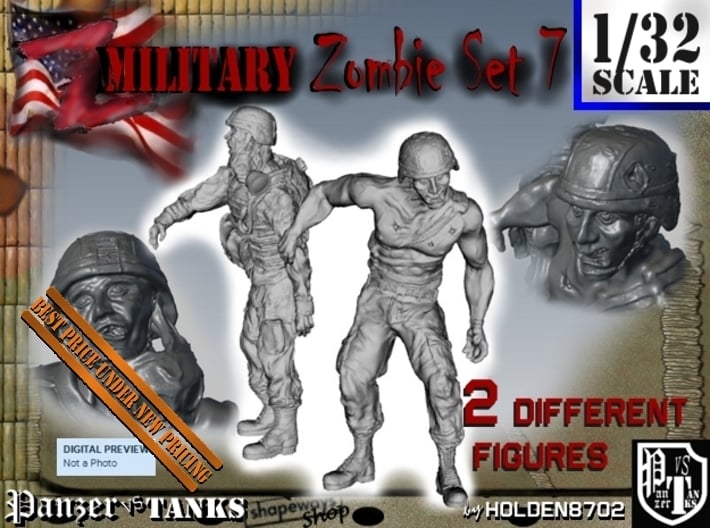 1-32 Military Zombie Set 7 3d printed