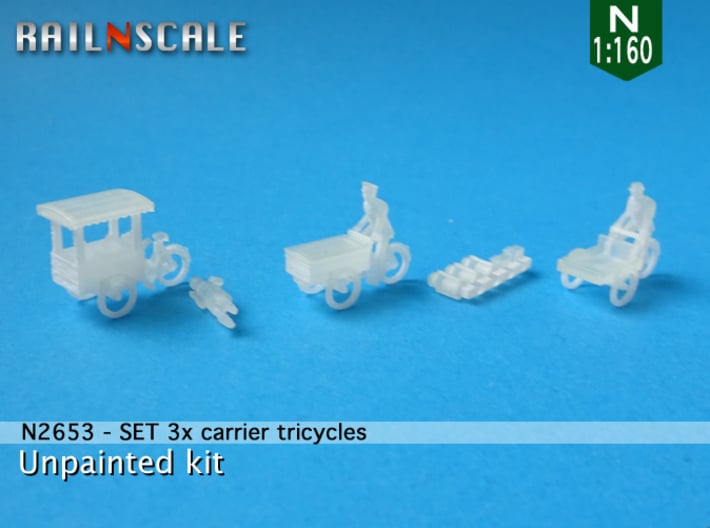 SET 3x Carrier tricycles (N 1:160) 3d printed 