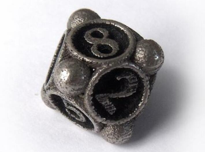 Spore d8 3d printed In stainless steel and inked