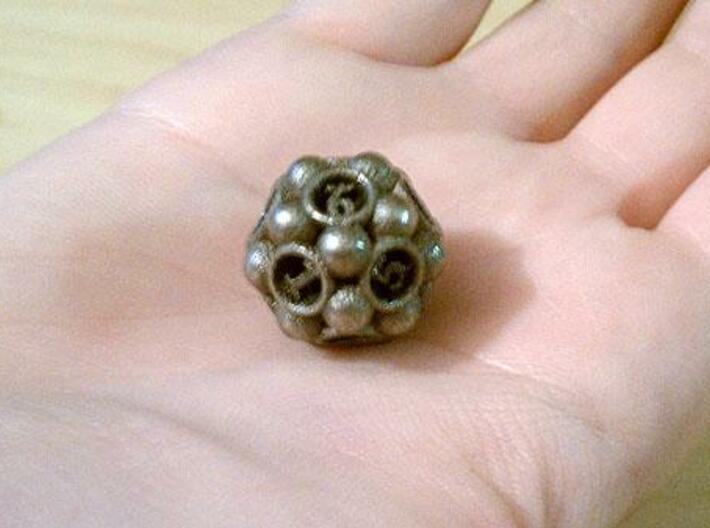 Spore d12 3d printed In stainless steel and inked.