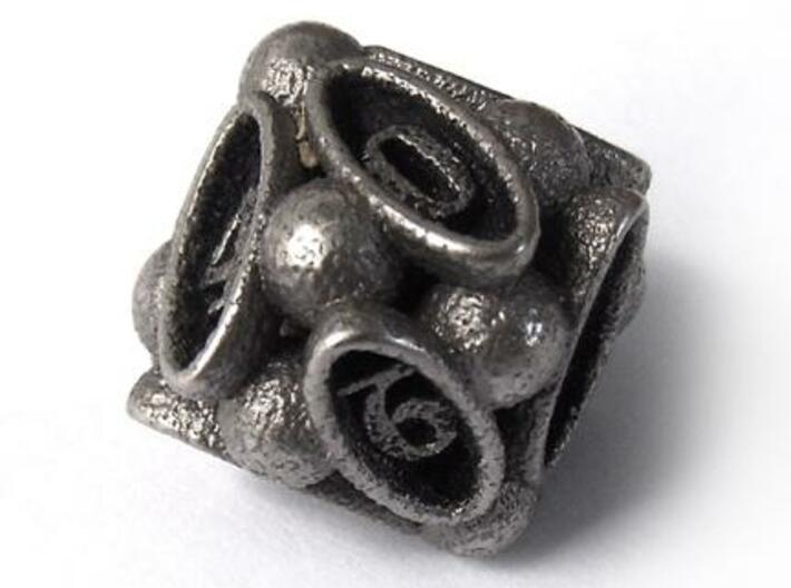 Spore d10 3d printed In stainless steel and inked