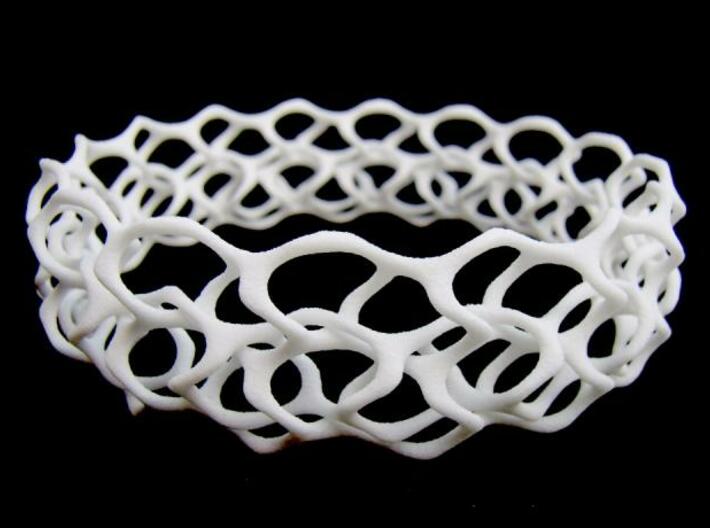 Gyroid Bracelets II 3d printed Double Gyroid bracelet in White S&F
