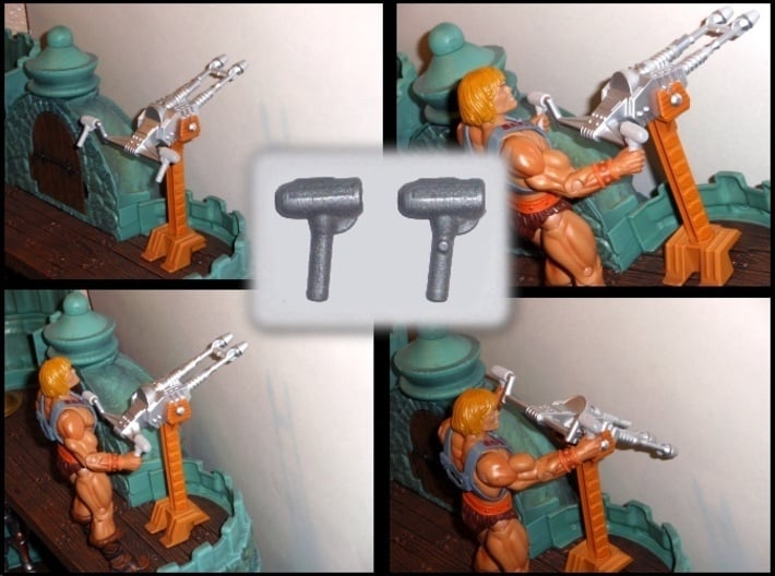 Handle extension for MOTUC Castle Grayskull Turret 3d printed The center one has been painted