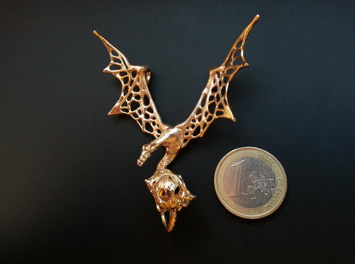 LUX DRACONIS 001 Pendant  3d printed LUX DRACONIS dragon pendant in raw brass