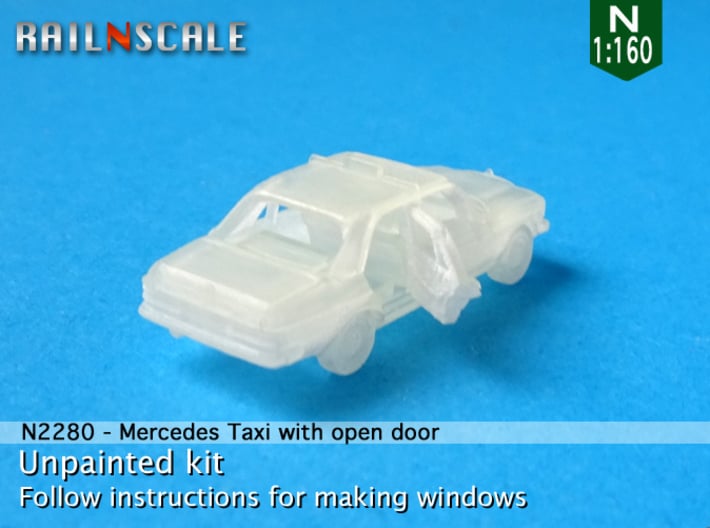 Mercedes-Benz W123 Taxi w/ open door (N 1:160) 3d printed 