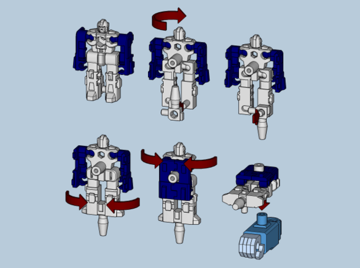 MicroSlinger "Mayhem" 3d printed Convert from robot mode into weapon with 5mm hole mount.