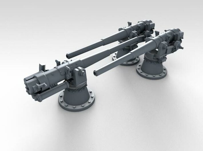 1/350 10.5cm/40 SK L/40 Guns x3 (No Shields) 3d printed 3d render showing set
