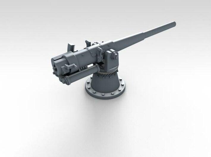 1/350 10.5cm/40 SK L/40 Guns x3 (No Shields) 3d printed 3d render showing unshielded mount