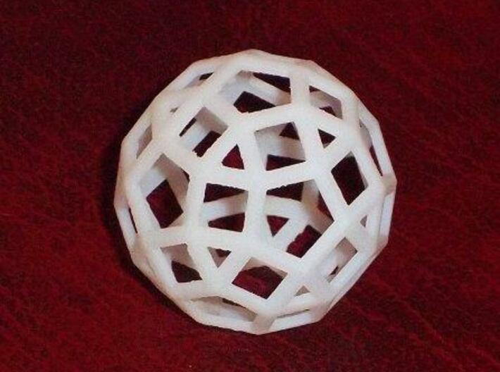 Rhombicosidodecahedron 3d printed White detail print