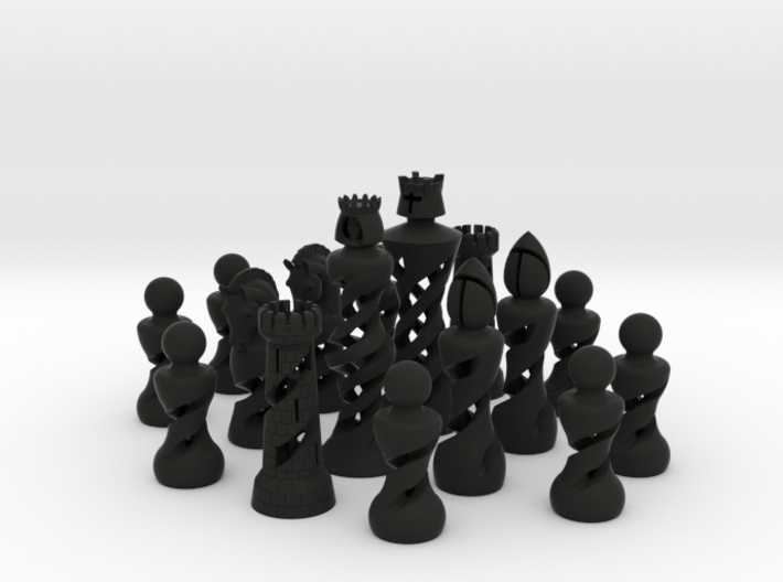 Helix Chess Set (One Color) 3d printed