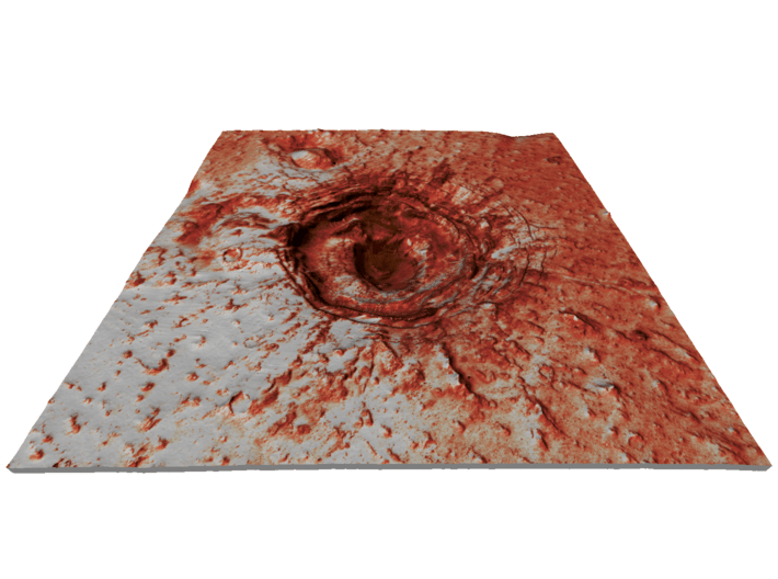 Mars Map: Crater in Phlegra Dorsa - Red 3d printed