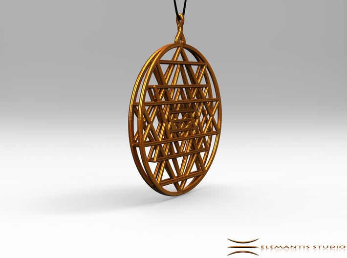 2.5D Sri-Yantra  6.3cm (All Metals) 3d printed Pendant cord not included