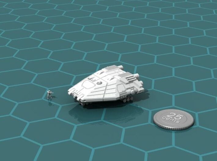 Planet Hopper 3d printed Render of the model, with a virtual quarter for scale.