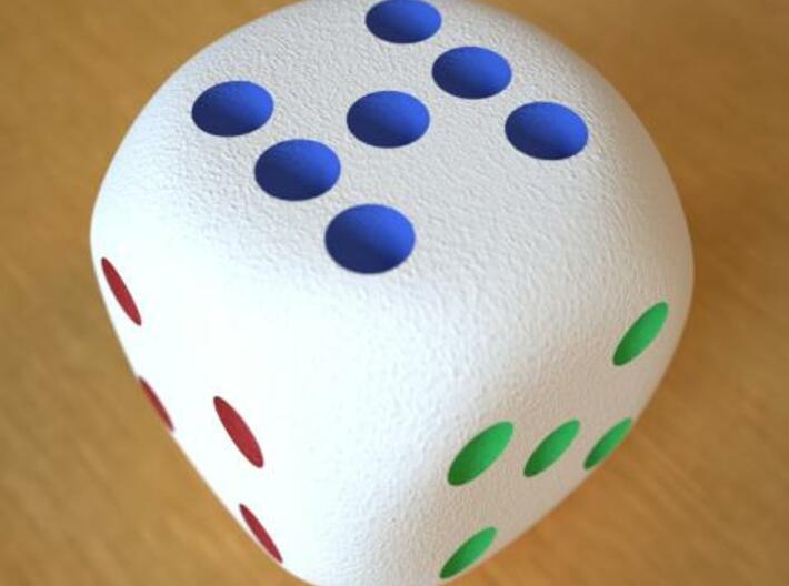 Lucky 7 Dice - hollow 3d printed Lucky 7 dice Full Color Sandstone