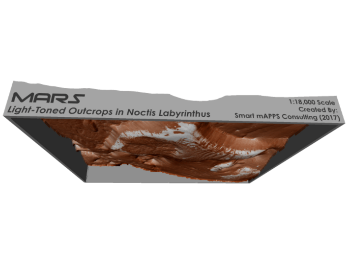 Mars Map: Light Outcrops in Red 3d printed 