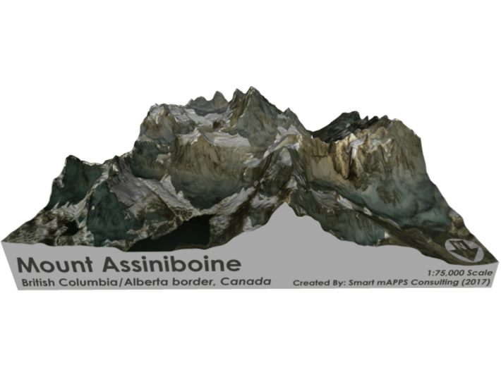 Mount Assiniboine Map - Natural 3d printed