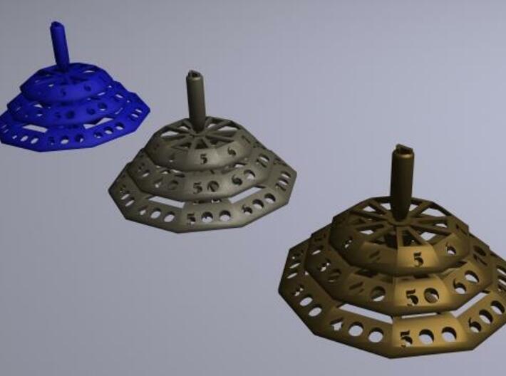 ''d1000 Spinner'' 3d printed d1000 in blue plastic, bronze and metal