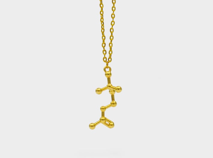Acetylcholine Molecule Necklace 3d printed Acetylcholine necklace gold