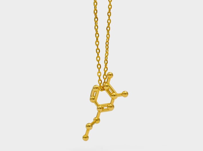 Dopamine Molecule Necklace 3d printed Dopamine necklace 18k gold