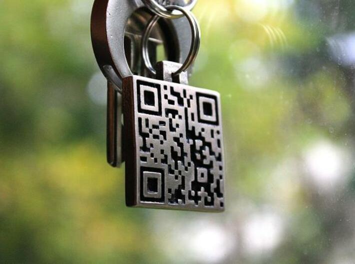 QR steel tag / business card 3d printed tag as a keychain 1