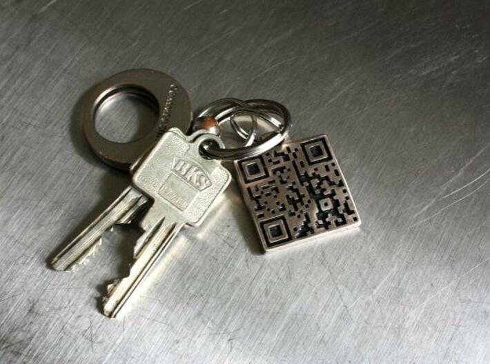 QR steel tag / business card 3d printed tag as a keychain 2